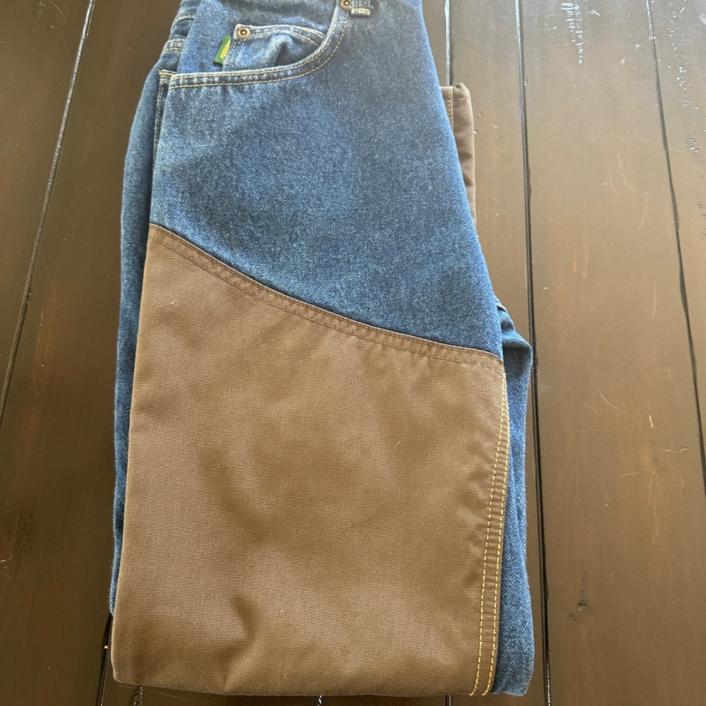 Cabela's Relaxed Blue and Brown Jeans with Unique Two-Tone Design